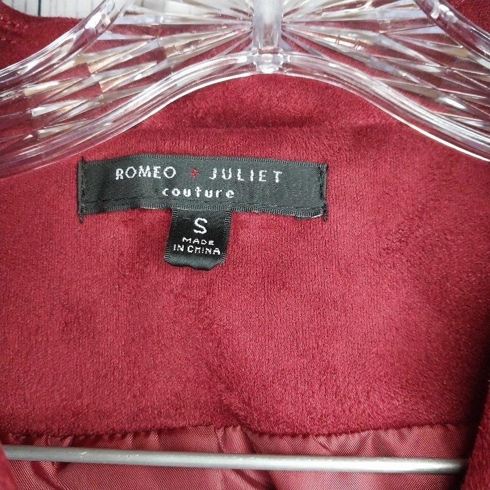 Romeo & Juliet Couture Faux Suede Moto Biker Cropped Edgy Goth Jacket - Picture 5 of 14